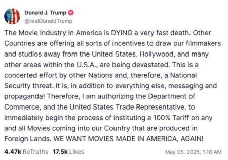 Trump tariffs: US president says foreign movies may be hit with 100% levies – BBC