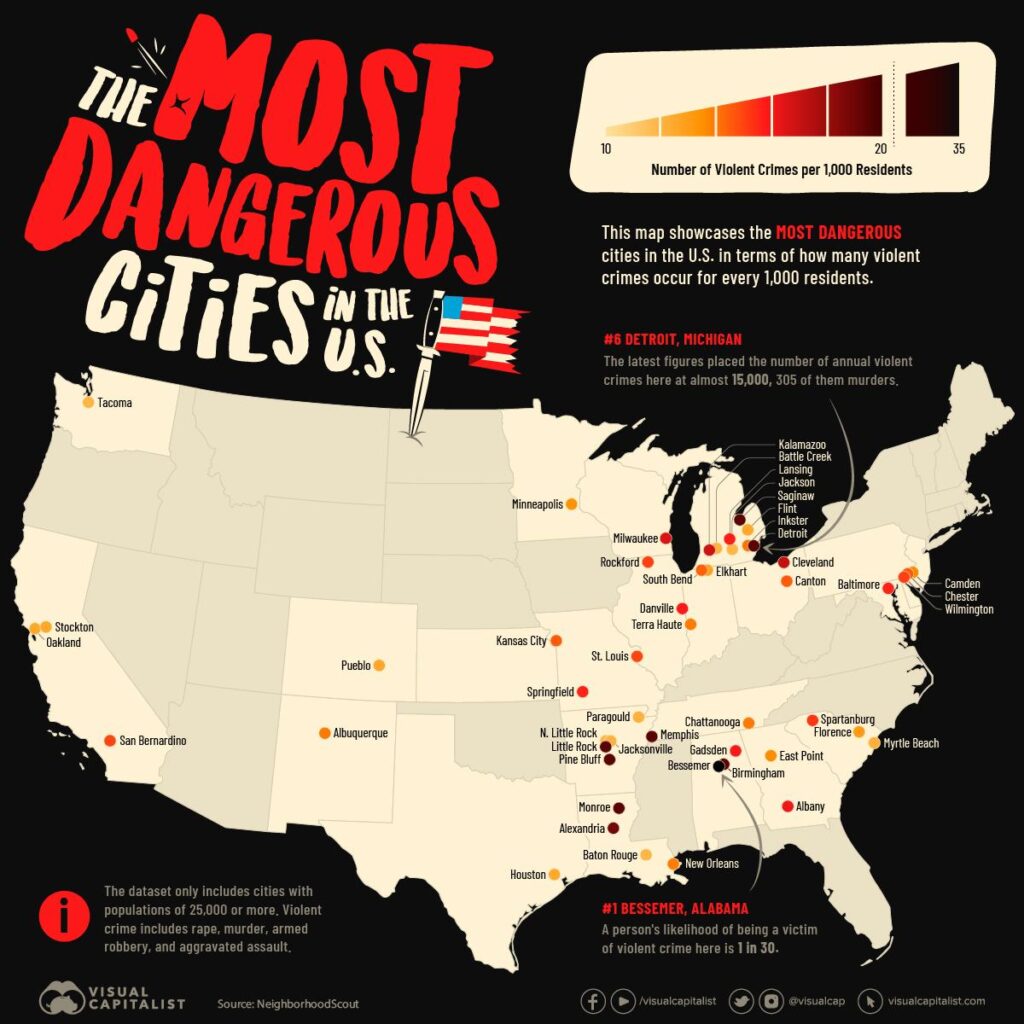 Most dangerous cities in the U.S. 2023, by violent crime rate – Statista